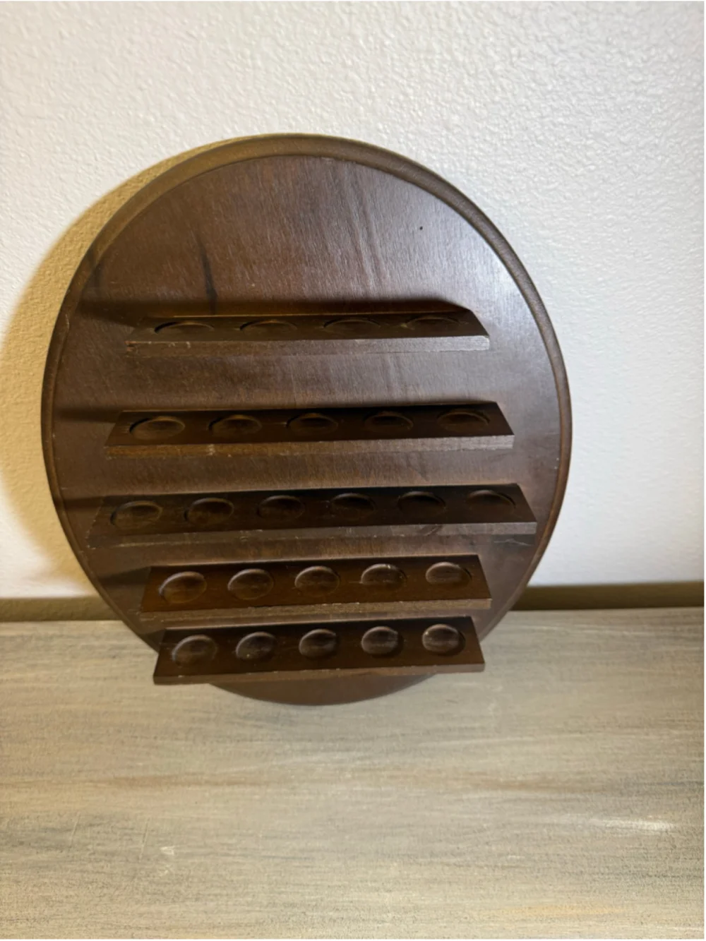 Vintage Wood Thimble/Miniature Display Oval Shelf Wall Rack